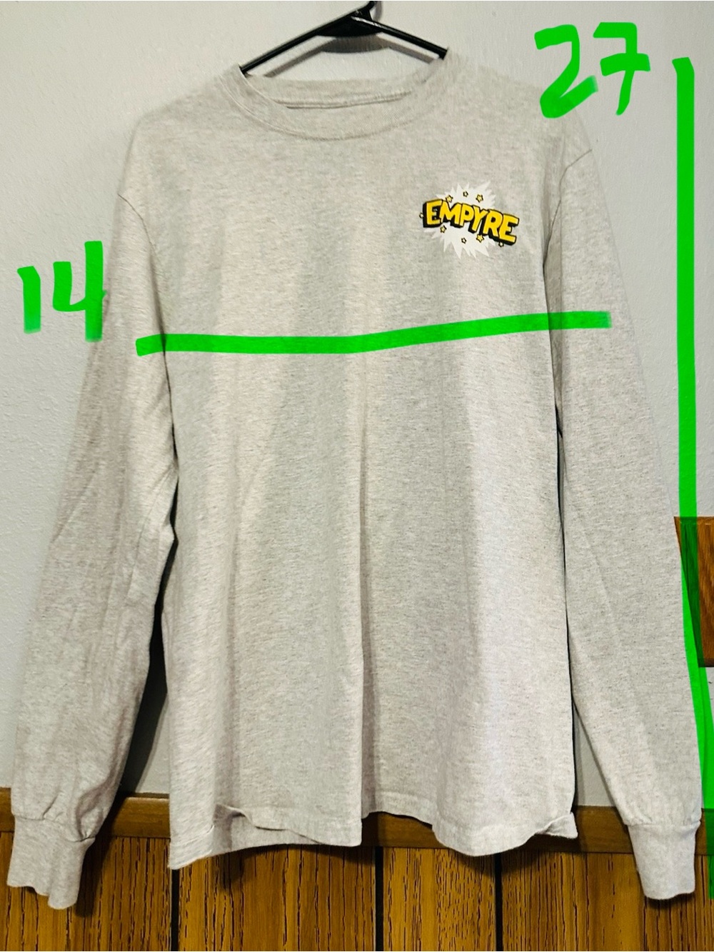 Empyre men size MEDIUM Long Sleeve Tee in Light Gray - Picture 4 of 4
